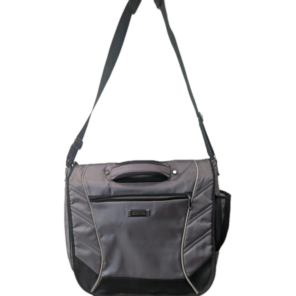 Kenneth Cole‎ Reaction Messenger Bag Gray Travel Shoulder Organizer Laptop Bag